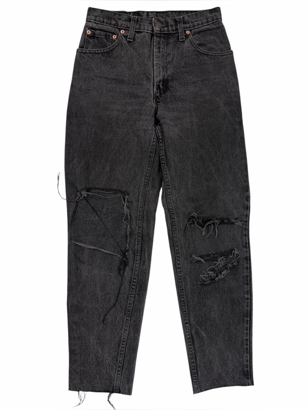 Vintage Levi’s Distressed Black Denim High Waisted Wide Leg Jeans